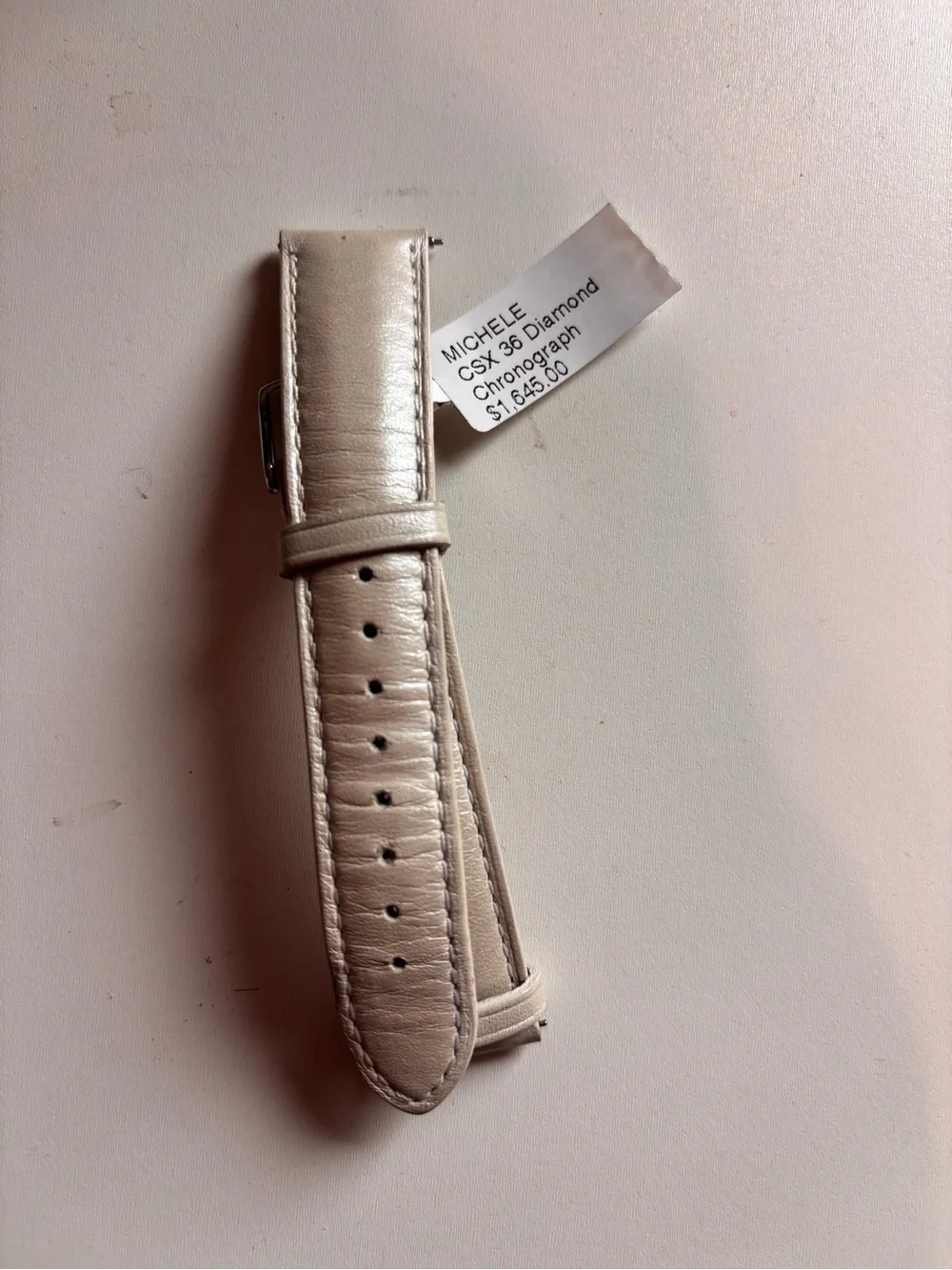NWT Michele Metallic pearl Leather Watch Strap 18 inch